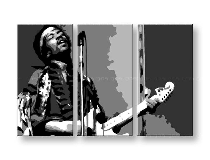 Рачно сликани слики на платно POP Art Jimmy Hendrix 3-делна 