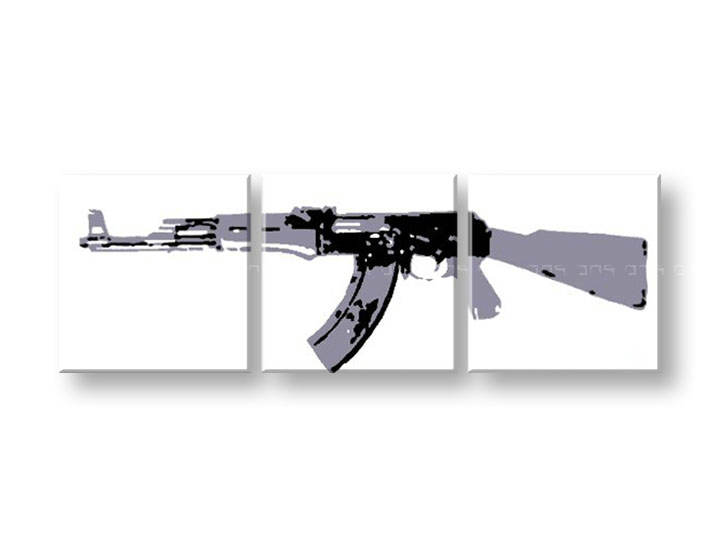 Рачно сликани слики на платно POP Art Kalashnikov 3-делна 