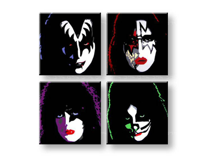 Рачно сликани слики на платно POP Art Kiss 4-делна