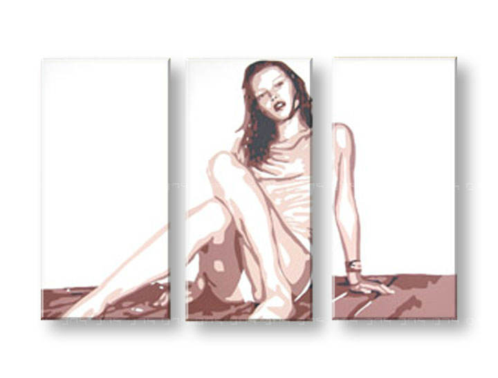 Рачно сликани слики на платно POP Art Kate Moss 3-делна 
