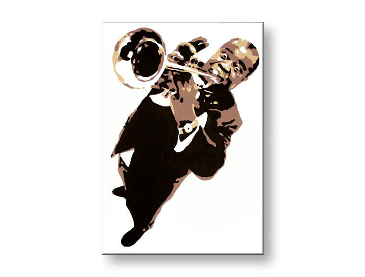 Рачно сликани слики на платно POP Art Luis Armstrong 1-делна