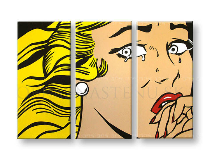 Рачно сликани слики на платно POP Art LICHTENSTEIN 3-делна 