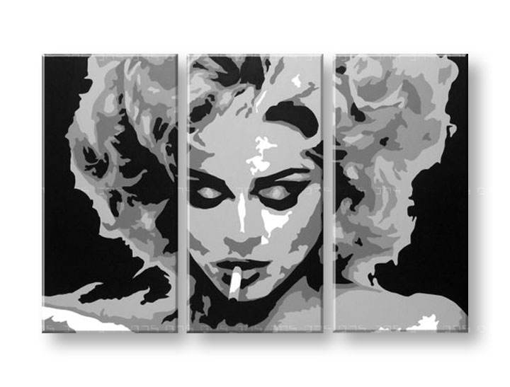 Рачно сликани слики на платно POP Art MADONна 3-делна 