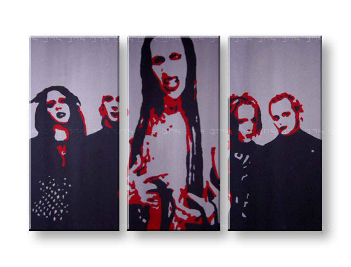 Рачно сликани слики на платно POP Art Marilyn Manson 3-делна 