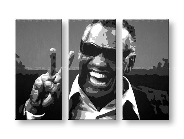 Рачно сликани слики на платно POP Art Ray Charles 3-делна 