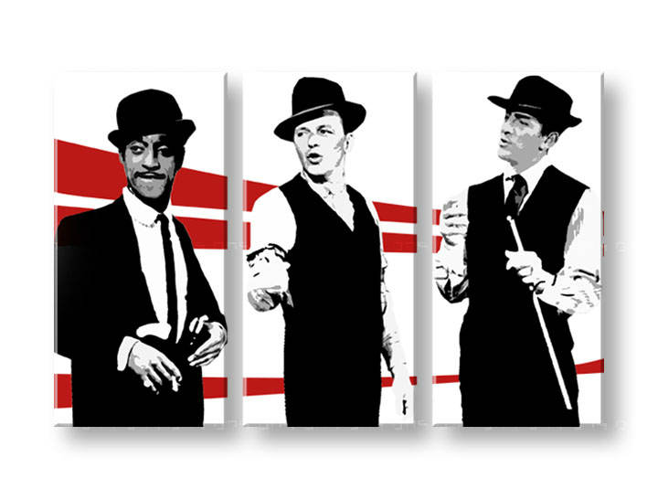 Рачно сликани слики на платно POP Art Rat Pack 3-делна 