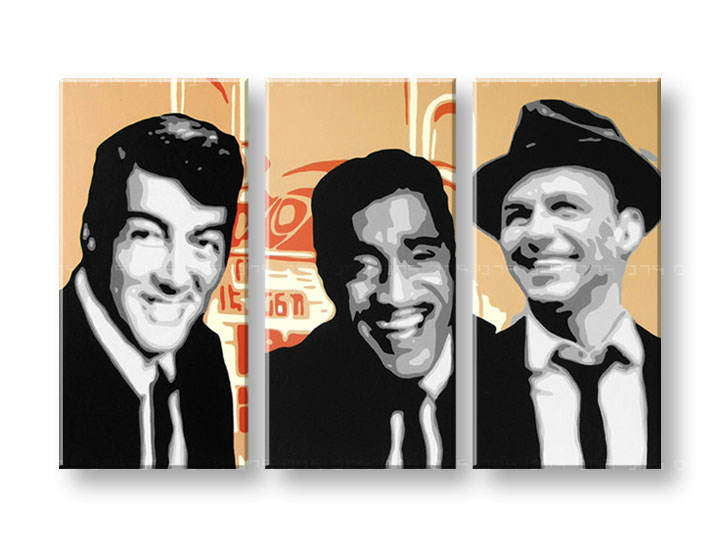 Рачно сликани слики на платно POP Art Rat Pack 3-делна 