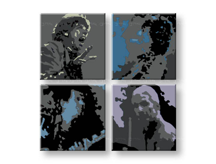 Рачно сликани слики на платно POP Art Rolling Stones 4-делна