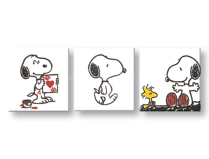 Рачно сликани слики на платно POP Art SNOOPY 3-делна 