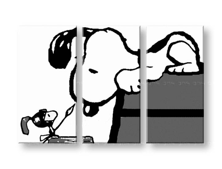 Рачно сликани слики на платно POP Art SNOOPY 3-делна 