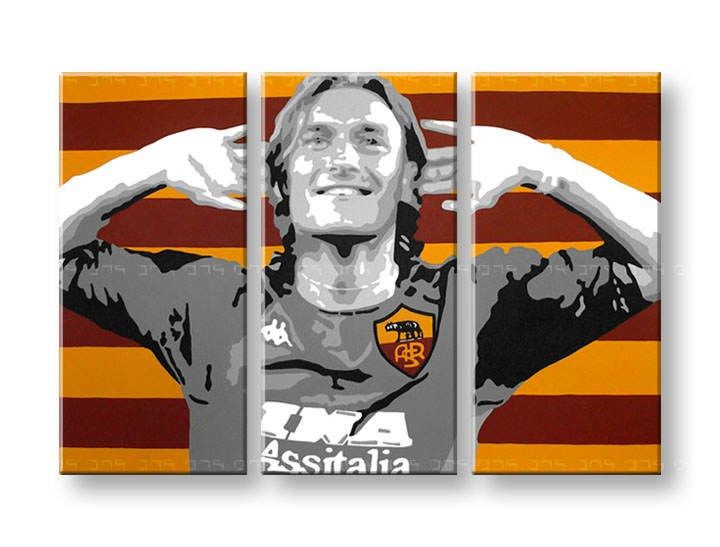 Рачно сликани слики на платно POP Art Francesco Totti 3-делна